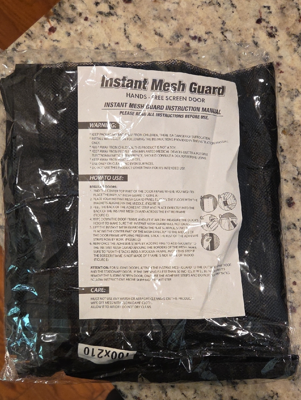 Instant Mesh Guard Hands-Free Screen Door - Black